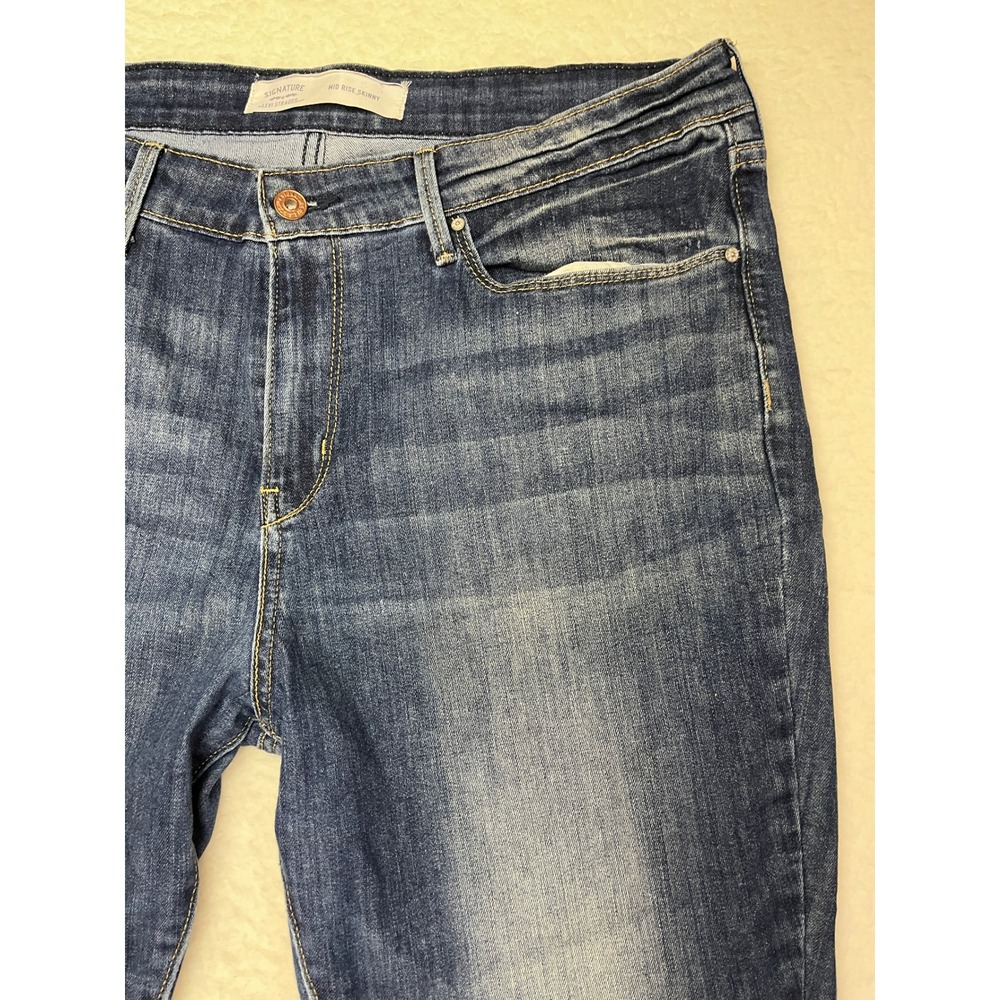 Signature Levi Strauss Jeans Womens 16M Blue Mid Rise Skinny Stretch Denim 33x30